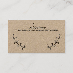 Blank Rustic Laurels Kraft Paper Wedding Place Car Card