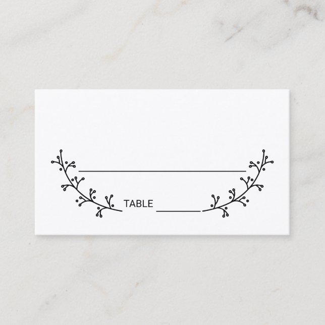 Blank Rustic Laurels Kraft Paper Wedding Place Card (Front)