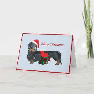 Blank Santa Dachshund Christmas Card