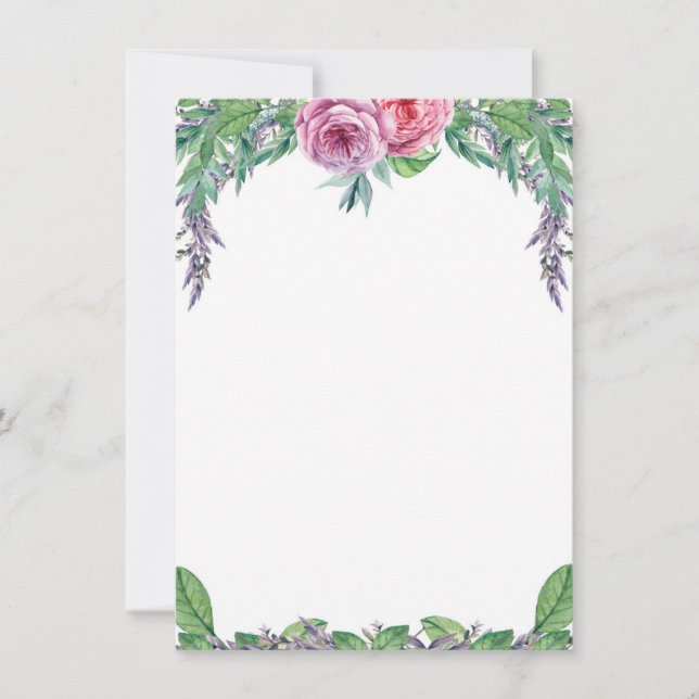 Blank Save the Date Purple Floral Watercolor Invitation (Front)