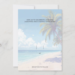 Blank Seaside Summer Blue Elegant Pretty Wedding  Invitation