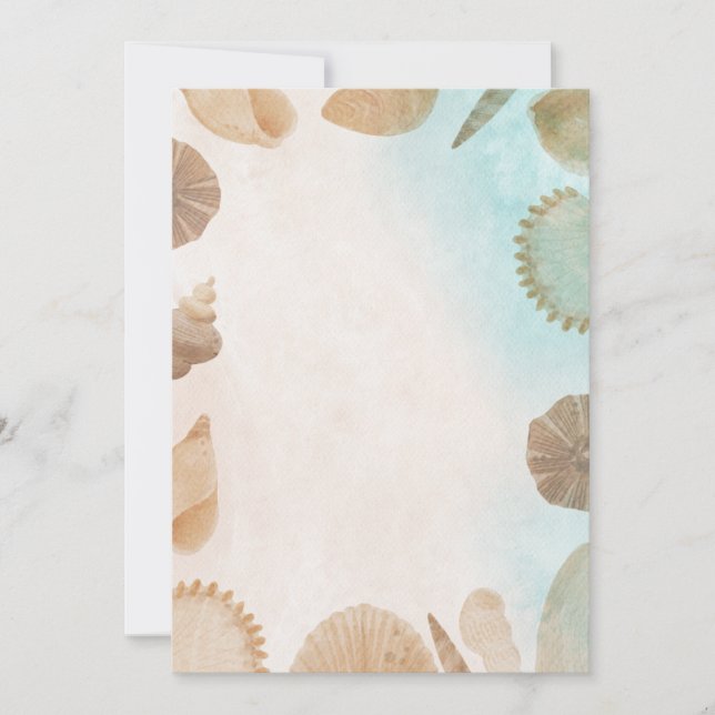 Blank Seaside Summer Blue Elegant Pretty Wedding  Invitation (Front)