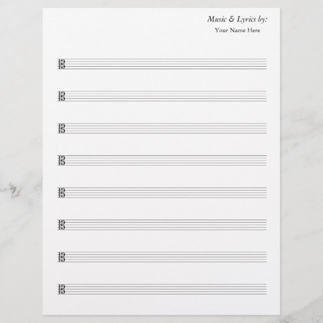 Blank Sheet Music 8 Stave Alto (Front)
