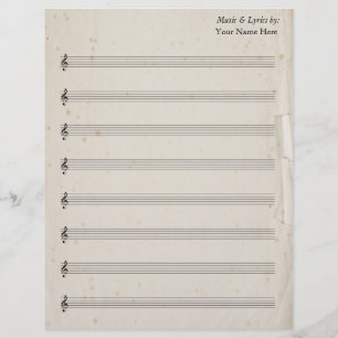 Blank Sheet Music 8 Stave Antique Torn Paper