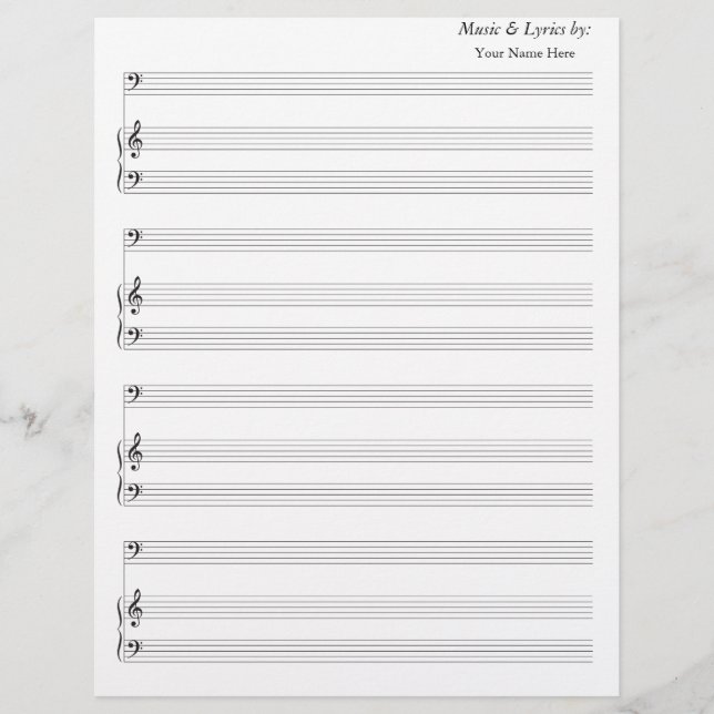 Blank Sheet Music Bass Clef (Front)