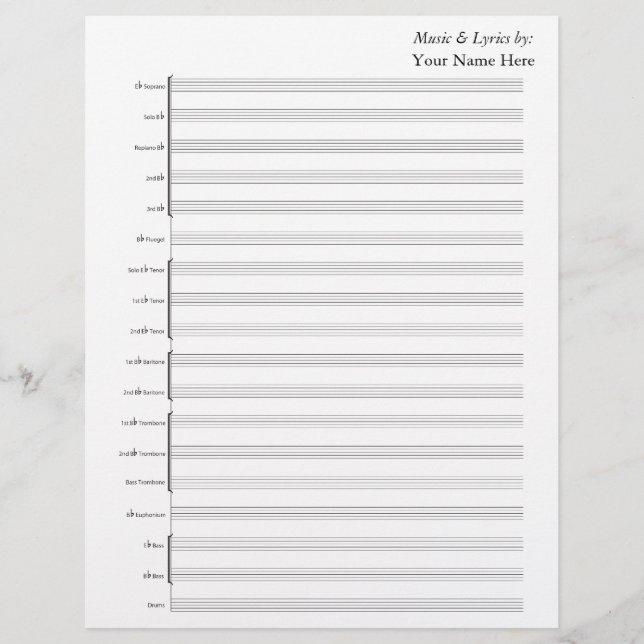 Blank Sheet Music  Brass Band (Front)