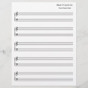 Blank Sheet Music Grand Staff Bass and Treble