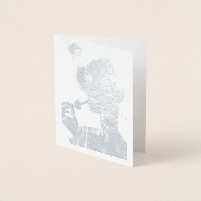 Blank- Smoking Woman in Shining Silver  Foil Card (Front)