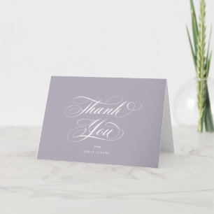 Blank Soft Purple Elegant Script Graduation Thank You Card