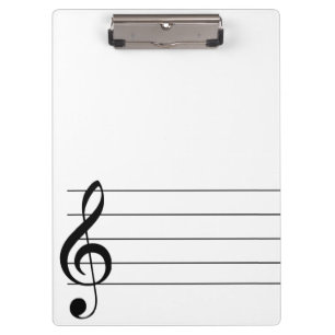 Blank Staff Treble Clef Musical Clipboard