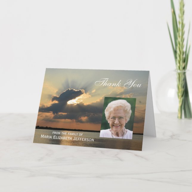 Blank Sunset Sympathy Thank You Card (Front)