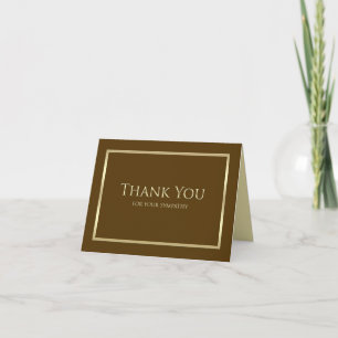 Blank Sympathy Thank You Note Card - Brown