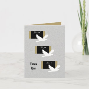 Blank Sympathy Thank You Note Card -- Doves