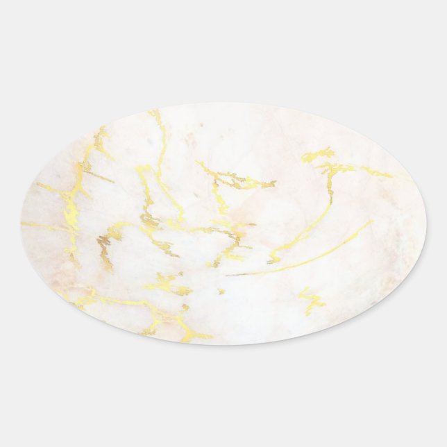 Blank Template Add Your Text Elegant Gold Marble Oval Sticker (Front)