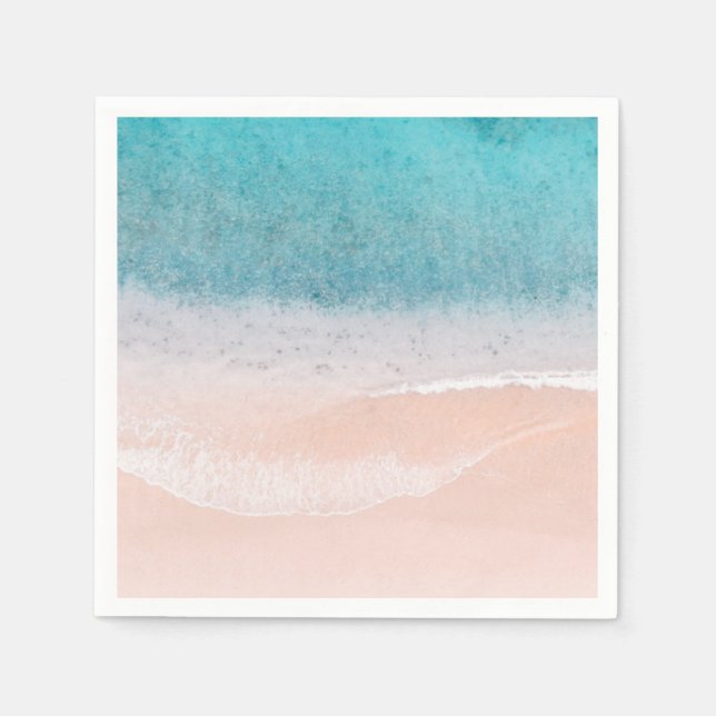 Blank Template Beach Sand Blue Sea Seaside Custom Napkin (Front)