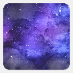 Blank Template DIY Text, Night Sky & Stars W/Colou Square Sticker