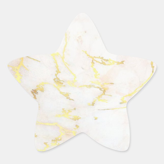 Blank Template Gold Marble Add Your Text Modern Star Sticker (Front)