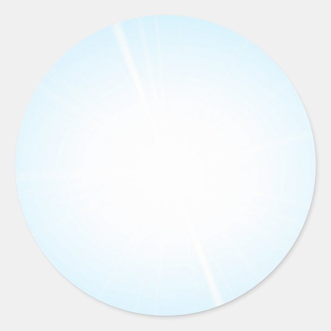 Blank Template light blue rays minimal design Classic Round Sticker (Front)