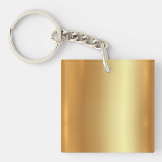 Blank Template Modern Gold Square Double Sided Key Ring (Front)