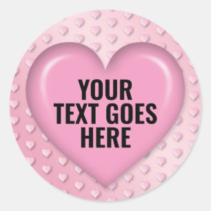Blank Template Pink Heart Add Your Text Classic Round Sticker