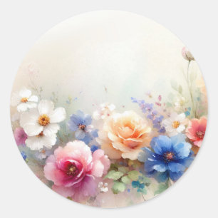 Blank Template Your Custom Text Elegant Flowers Classic Round Sticker