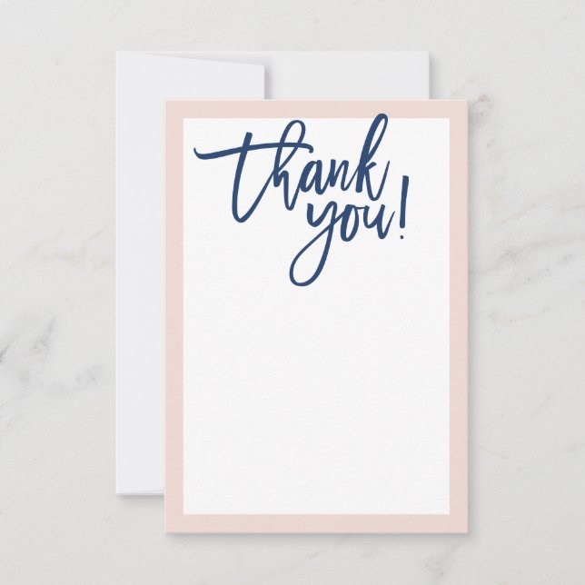 BLANK THANK YOU hand lettered script blush navy (Front)