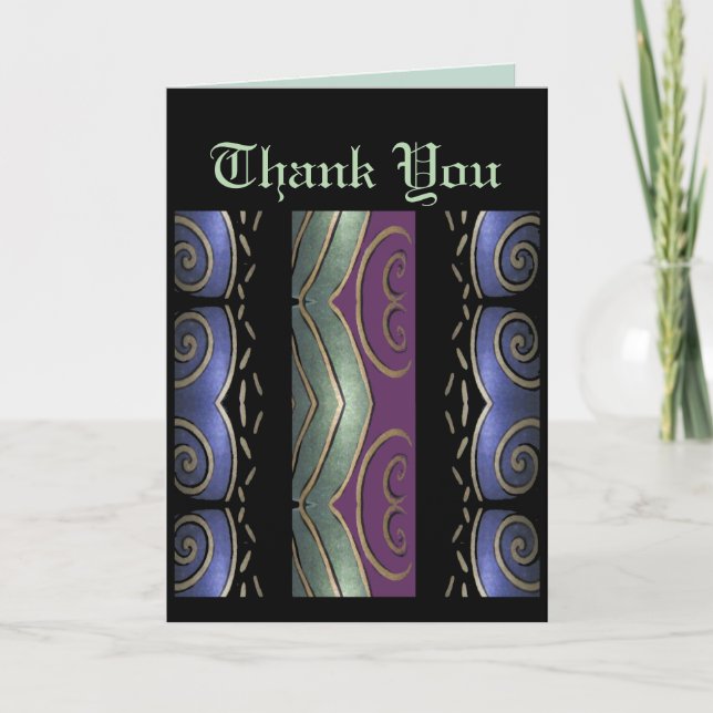 Blank Thank You Pattern on Purple/Green/Blue/Black Card (Front)