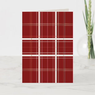 Blank Traditional Plaid Cosy Cabin Red Christmas Holiday Card