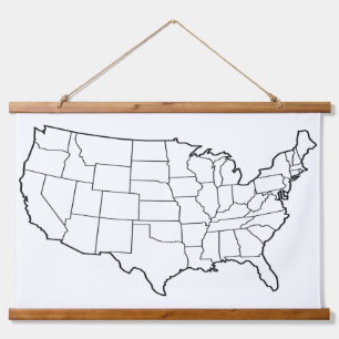 Blank US Map Wall Hanging Tapestry