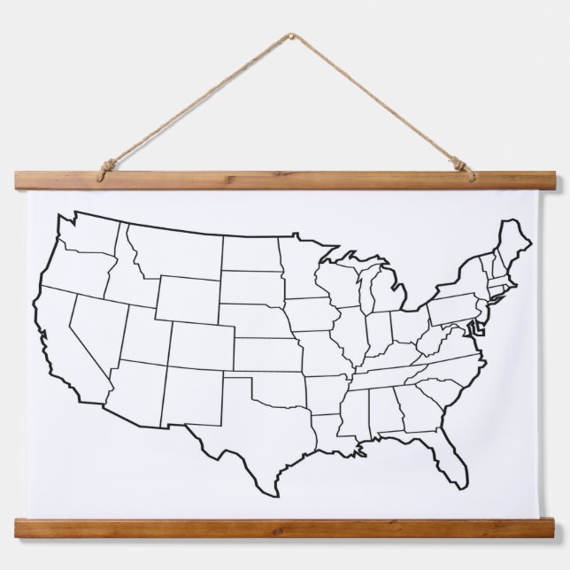 Blank US Map Wall Hanging Tapestry (Front)