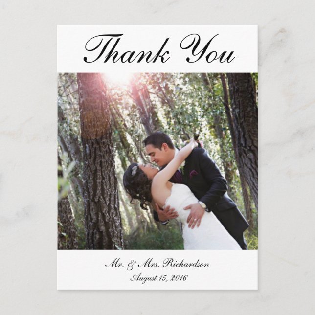 Blank - Vert. B&W Custom Wedding Photo Thank You Postcard (Front)