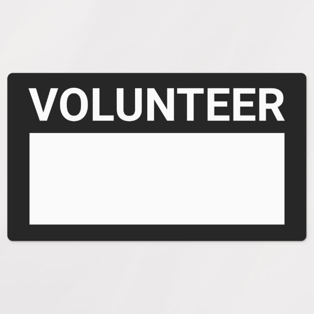 Blank Volunteer Name Badge Labels (Design 1)