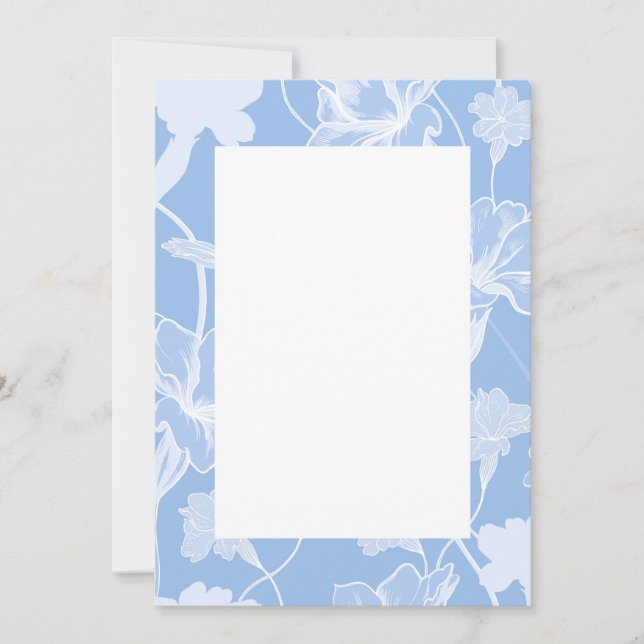Blank Wedding Invitation - blue porcelain bold (Front)