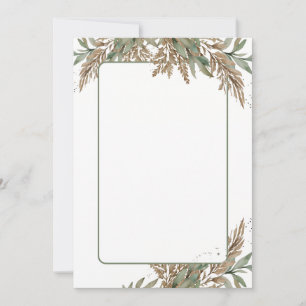 Blank Wedding Invitation -green and brown foliage