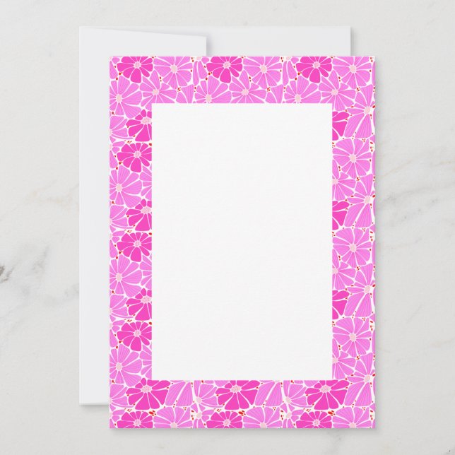 Blank Wedding Invitation - pink daisy (Front)