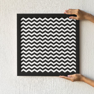 Blank White and Black Chevron Pattern Poster