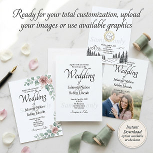 Blank white custom wedding invitation