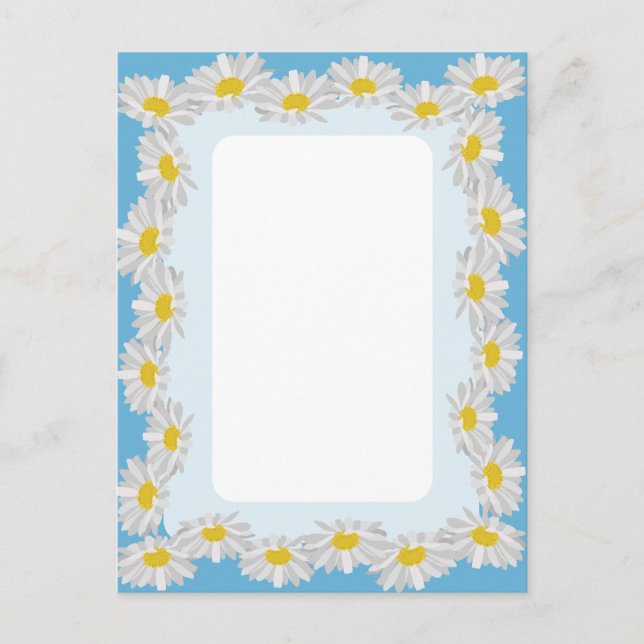 Blank White Daisy with Sky Blue Card  (Front)