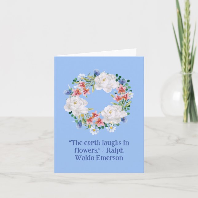 Blank White Flower Elegant Rustic Wreath Card (Front)