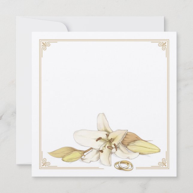Blank White Lily Wedding Invitation (Front)