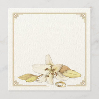 Blank White Lily Wedding Invitation