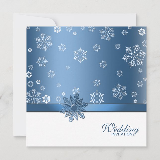 (Blank) Winter Blue & White Snowflake Invites (Front)