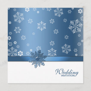 (Blank) Winter Blue & White Snowflake Invites