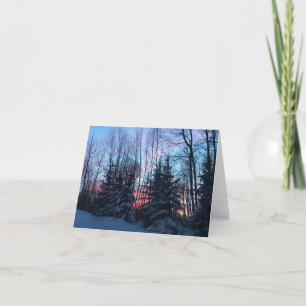 Blank Winter Sunset Sunrise Thank You Card