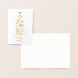 Blank wish you merry christmas foil greeting card