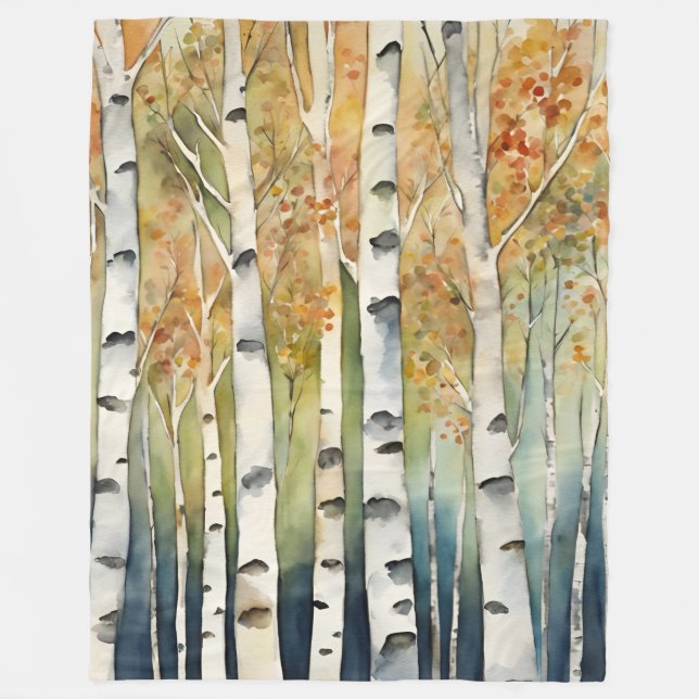 Blanket Birch Wood Tree Nature Trees Leaves Rustic (Front)