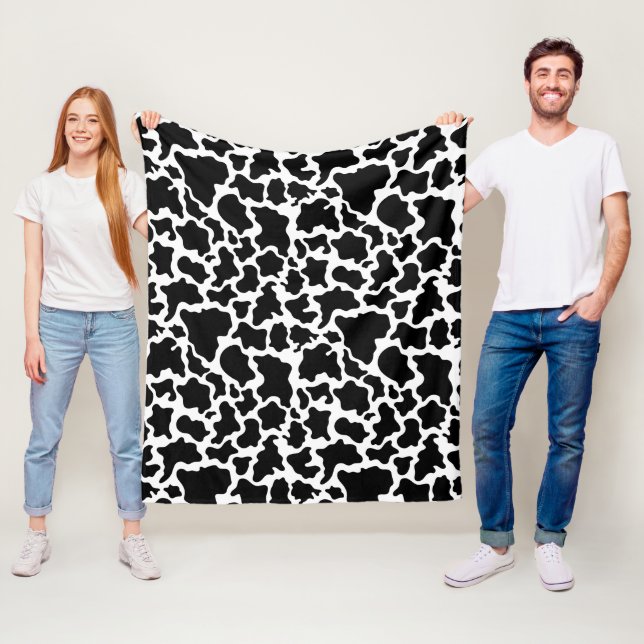 Blanket-Fleece-Black and White Cow Fleece Blanket (In Situ)