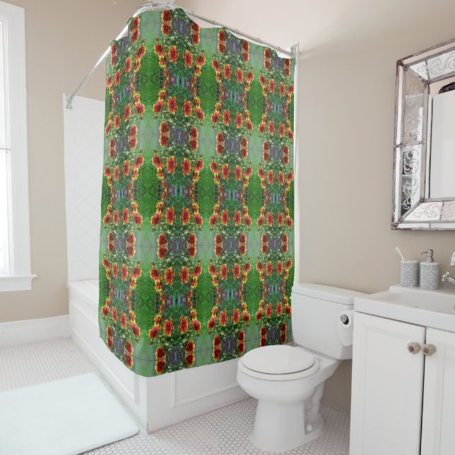 Blanket Flower Daisies Watercolor Abstract Shower Curtain (In Situ)