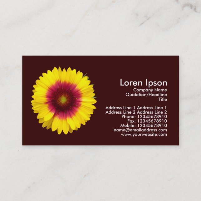 Blanket Flower - Dark Brown Business Card (Front)