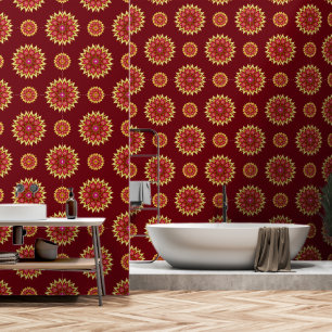 Blanket Flowers on Burgundy Wallpaper